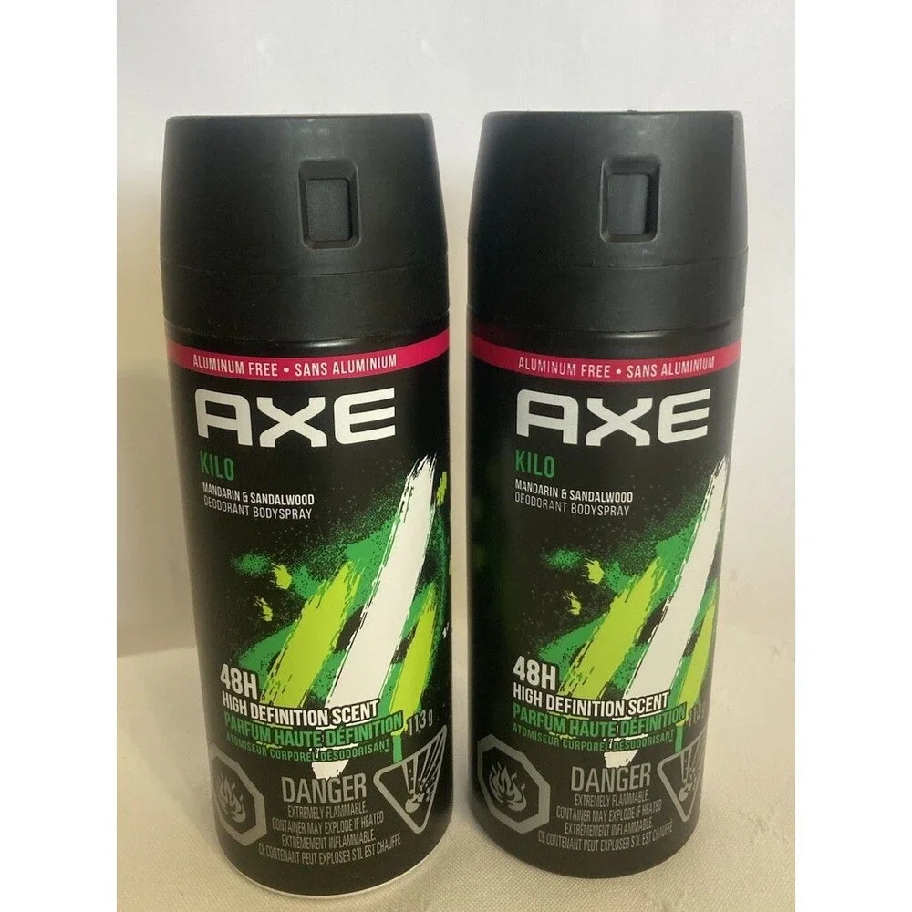 Axe KILO Deodorant Body Spray 4 oz Lot Of 2 Mandarin & Sandalwood Discontinued